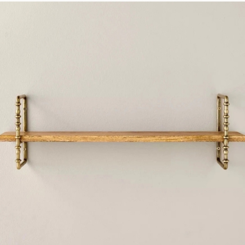 NWOT Turned Brass and Wood Wall Shelf - Hearth & Hand™ with Magnolia